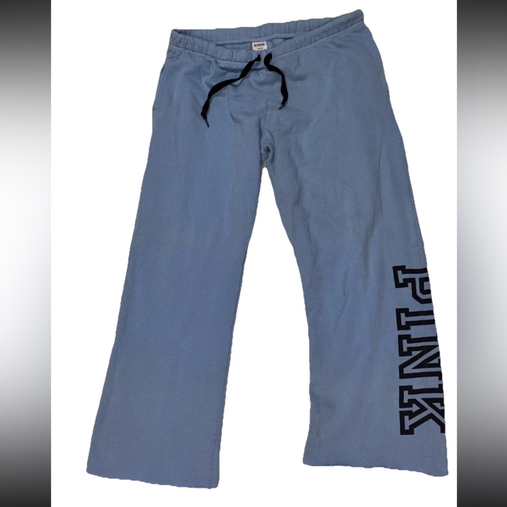 Pink Victoria’s Secret Y2K low rise flare leg Spellout sweatpants blue SZ.L
